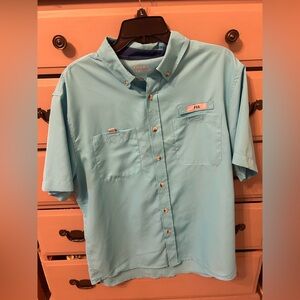Field & Stream Men's Aqua Short Sleeve Fishing Shirt size M